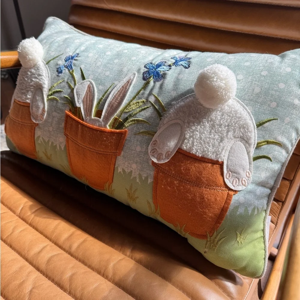 Isaac Mizrahi Easter Bunny Lumbar Pillow Pottery Barn Style Spring Decor